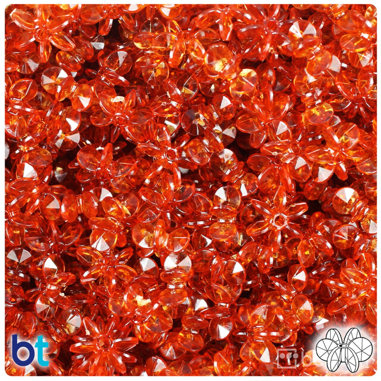 BeadTin Tortoise Transparent 12mm SunBurst Plastic Craft Beads (450pcs)